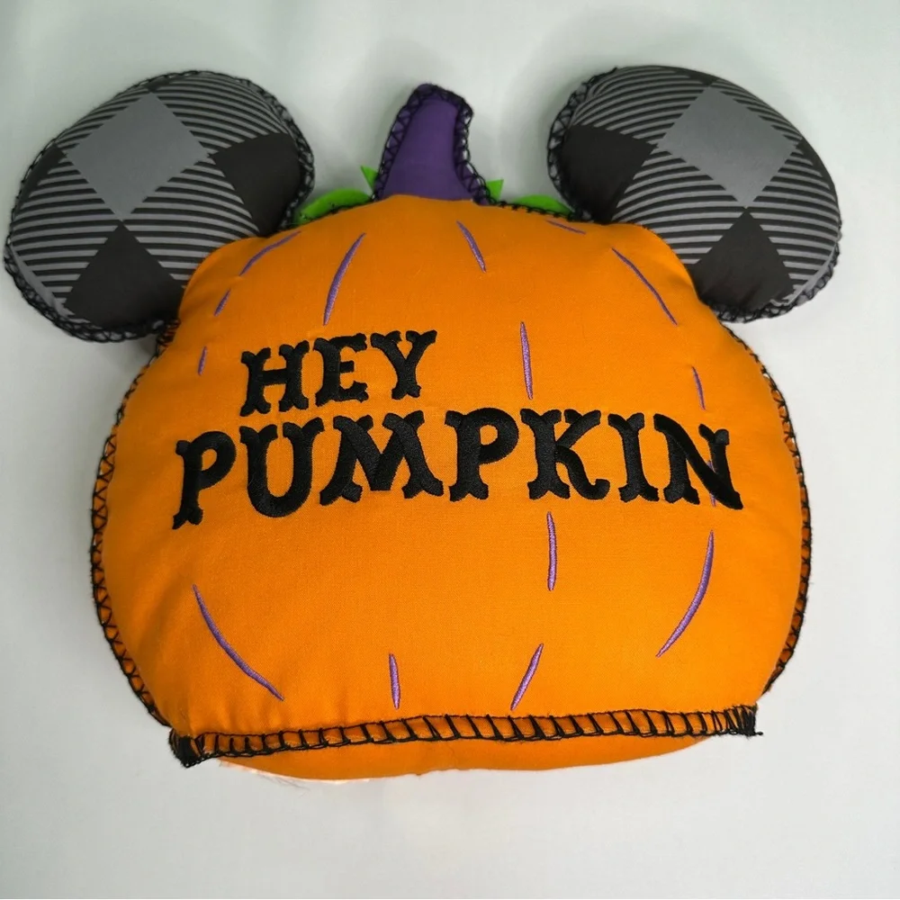 Disney Parks Mickey Halloween Pumpkin Plush Jack O' Lantern‎ Pillow - Cut Tag